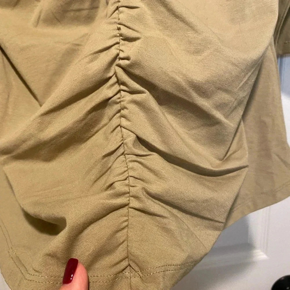 INC Women’s unique strap ruched three quarter sleeve peep NEW cotton top large - Picture 10 of 10